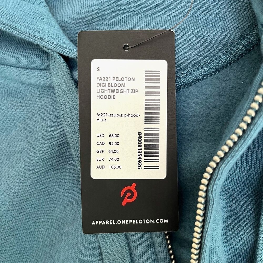 Peloton Aqua Sweatshirt Hoodie, Peloton Teal Zip Up Hoodie, Zip Sweaters K2 - Picture 6 of 7